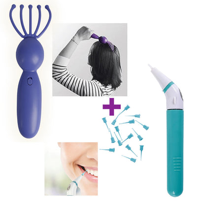 Set Cepillo Limpiador Interdental Eléctrico + Masajeador Capilar Rastrillo