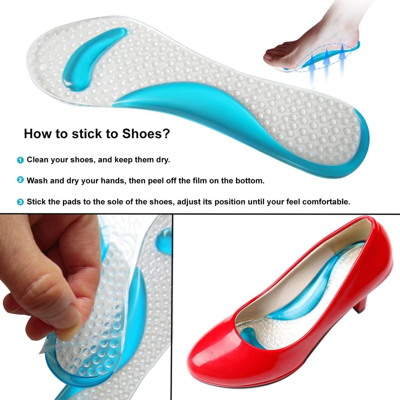 Plantillas de Masaje Nitouy Gel Pads – Soporte para Arco y Metatarso