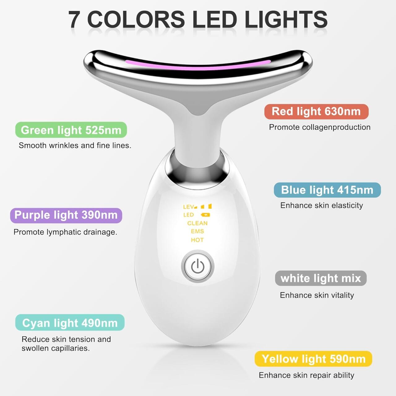 Masajeador Antiarrugas Facial con 7 Luces LED